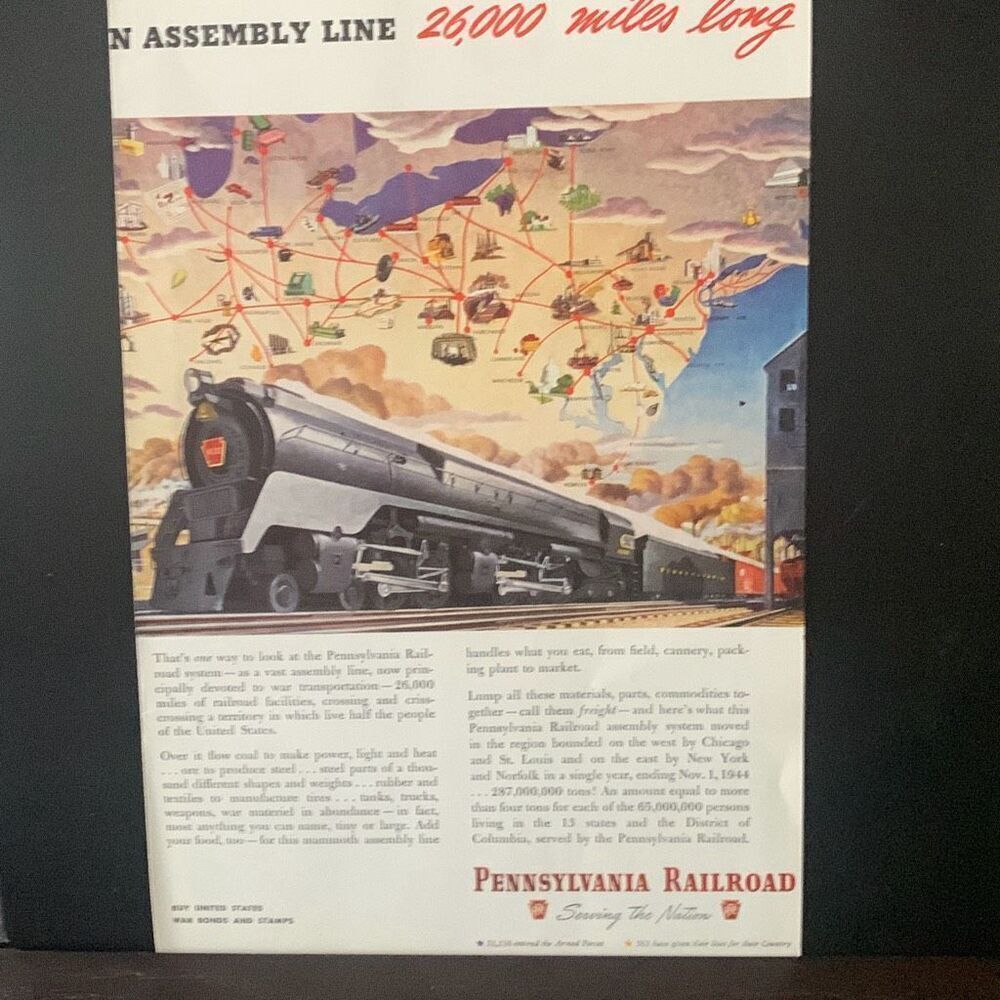 Vintage 1945 Pennsylvania Railroad An Assembly Line Ad Advertisement
